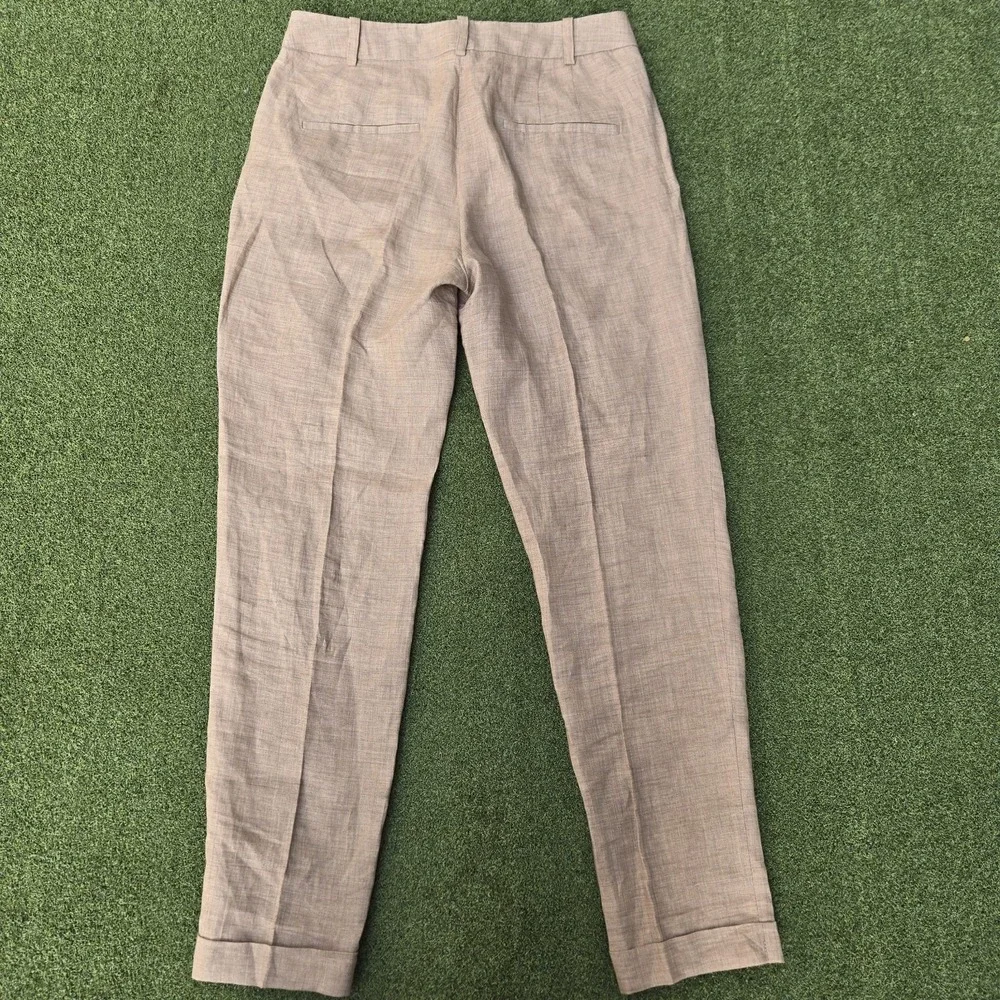 Zara Basic Pants Women's Size 2 Khaki/tan 100% Linen